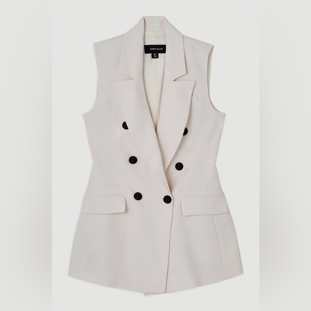 Karen Millen Soft Tailored Double Breasted Sleeveless Tailored Blazer